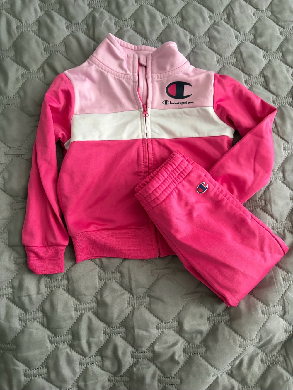 Champion Pink & Light Pink Girls Colorblock Track Jacket and Joggers